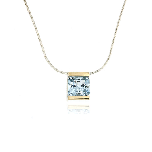 Mysterium Collection Sterling & 14k Aqua Blue Spinel Necklace