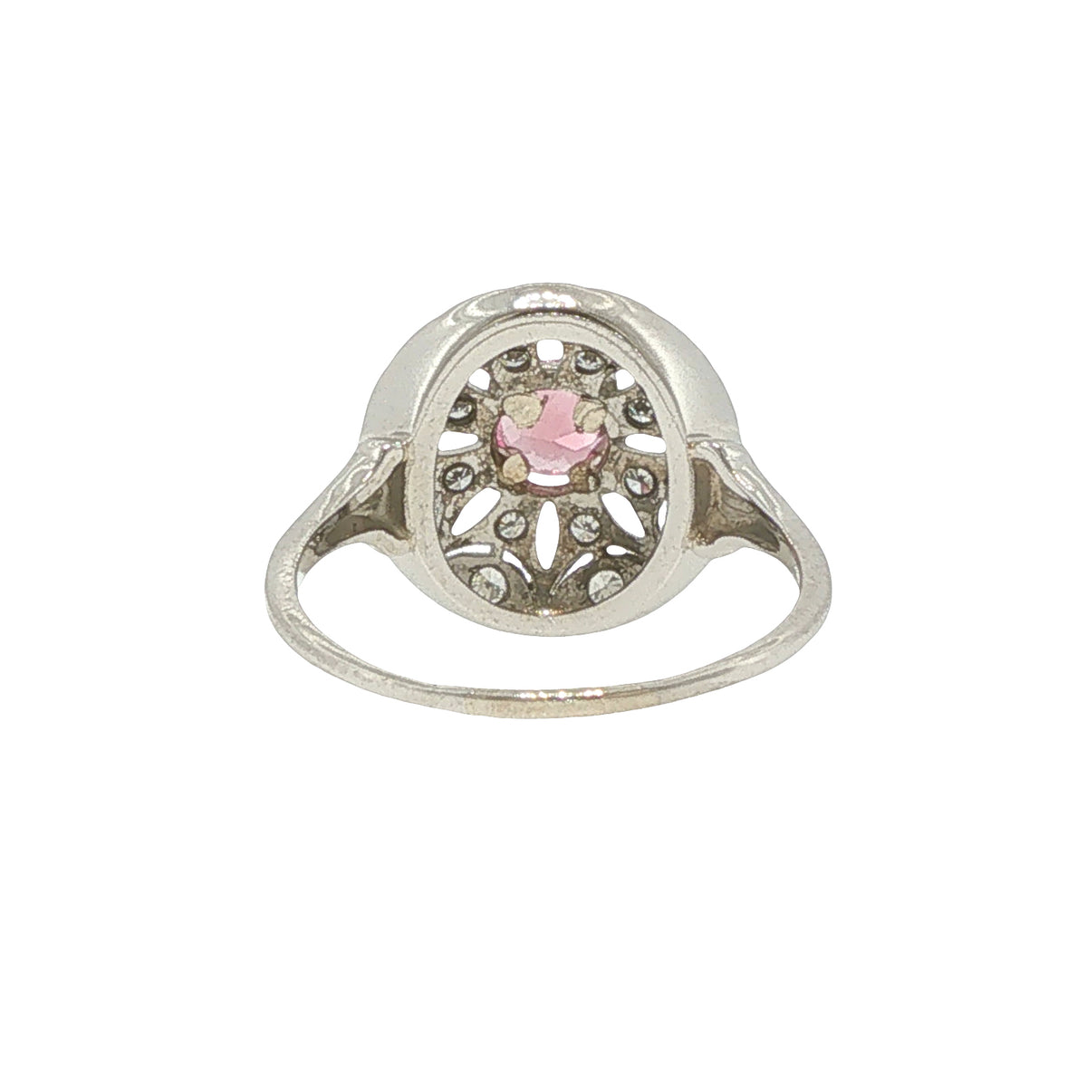 Estate Collection Art Deco Palladium Diamond & Pink Tourmaline Ring