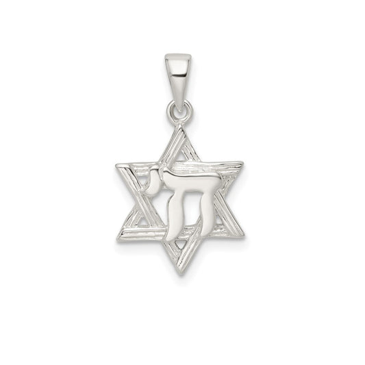 Sterling Silver Star of David with Chai Pendant