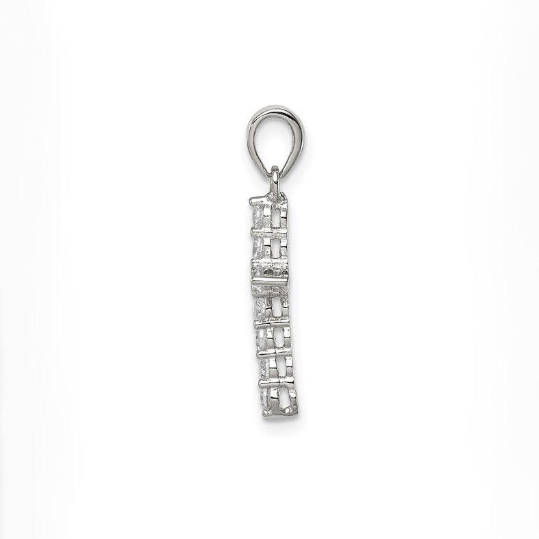 Sterling Silver Rhodium-plated CZ Cross