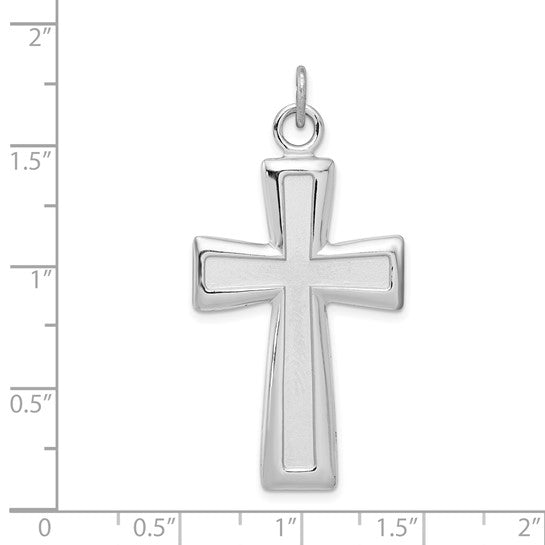 Sterling Silver Rhodium-plated Polished and Satin Cross