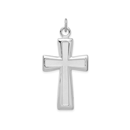 Sterling Silver Rhodium-plated Polished and Satin Cross