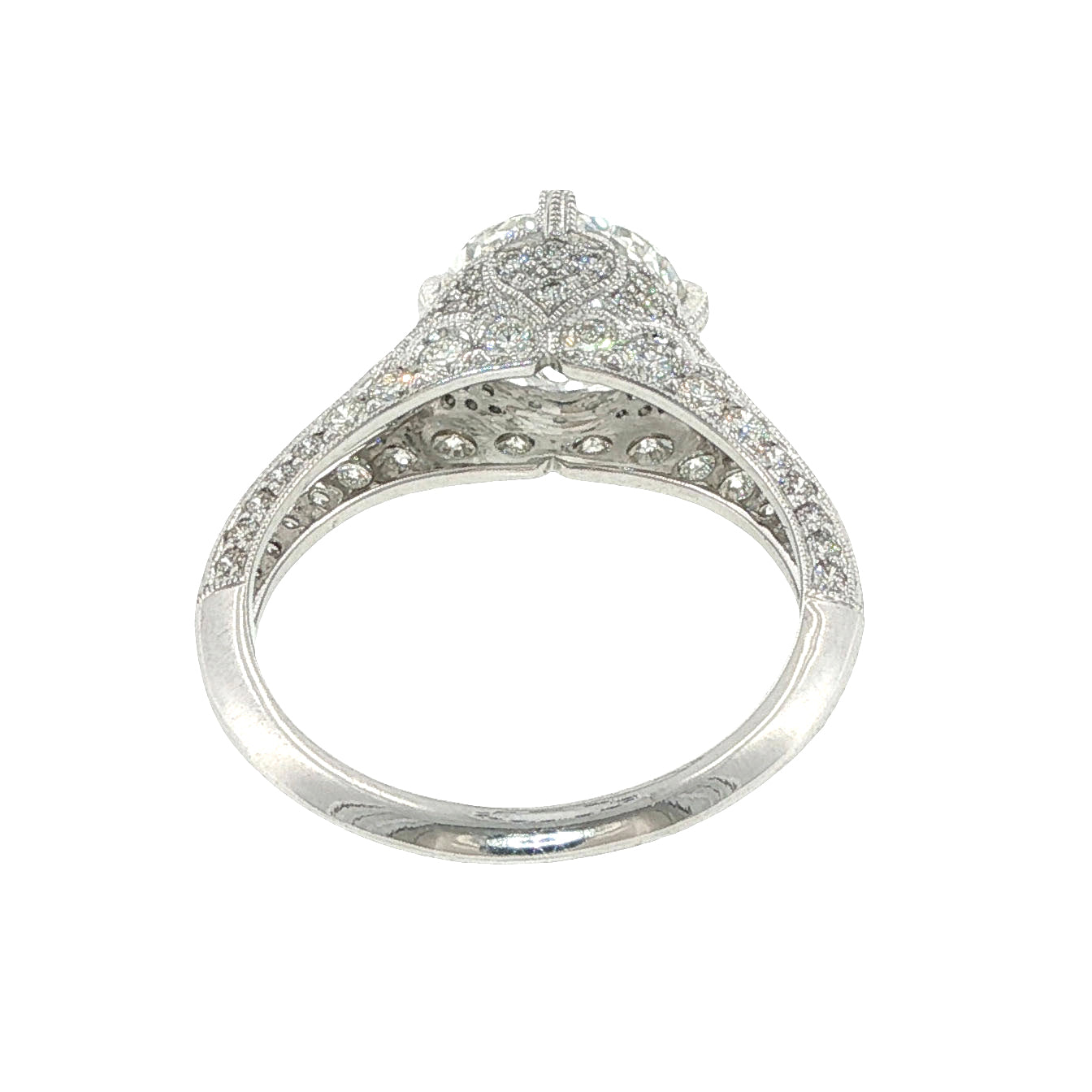 18K White Gold Vintage-Style Engagement Ring