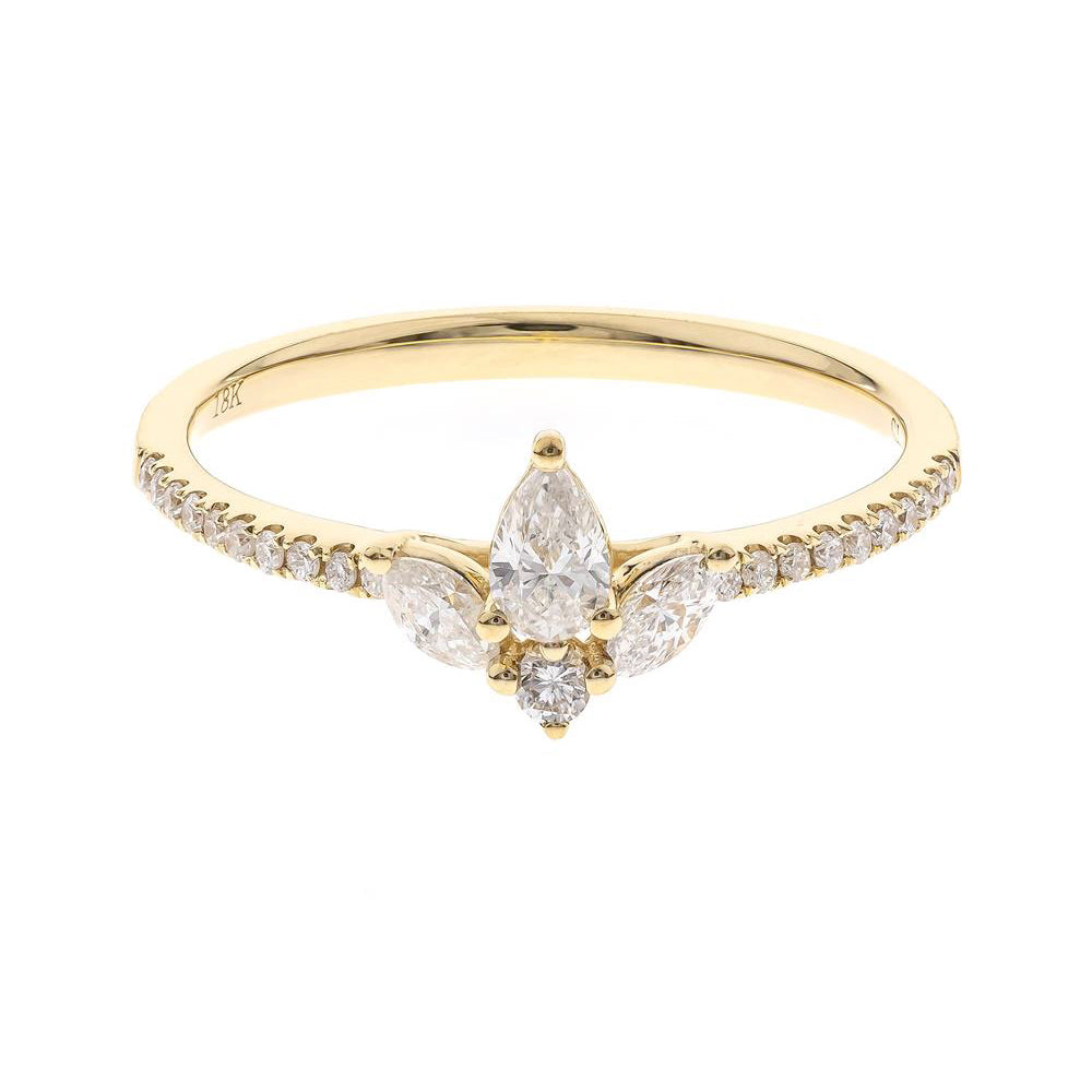 18K Fleur-de-Lis Inspired Diamond Ring