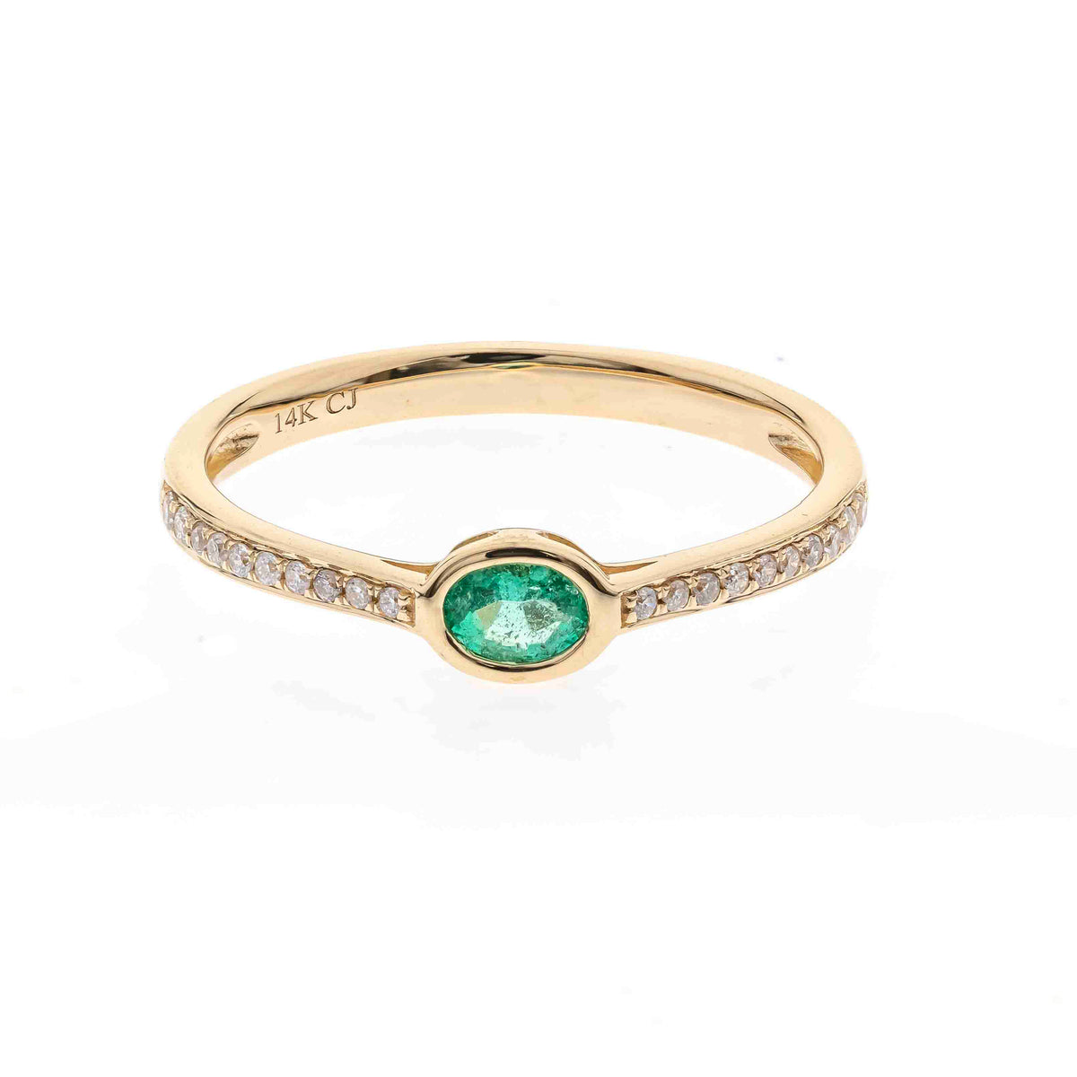 14K Emerald & Diamond Ring