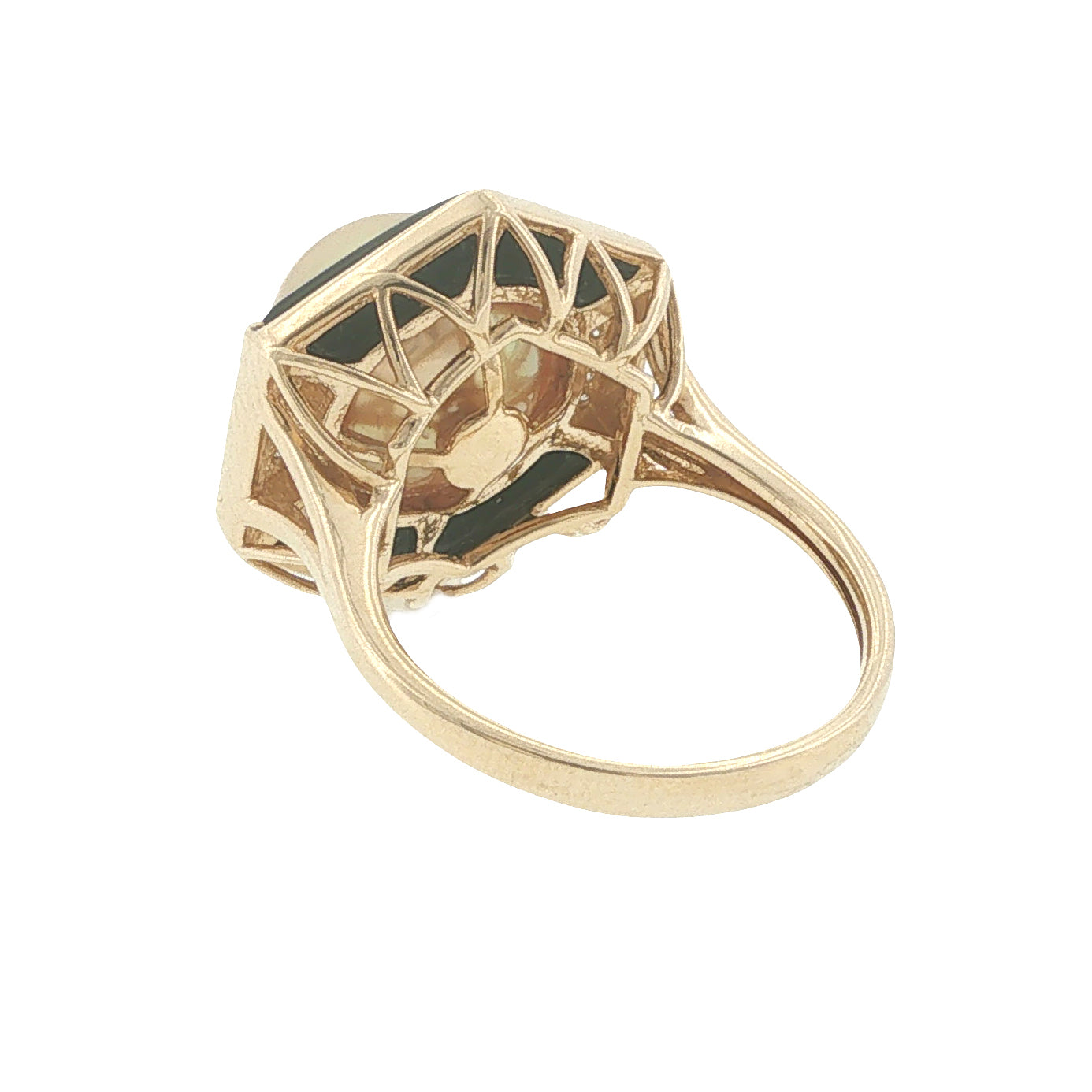 14K Yellow Gold South Sea Pearl, Onyx & Diamond Ring
