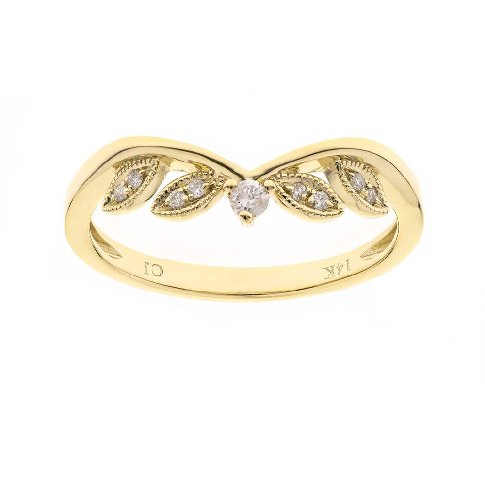 14K Diamond Nature-Inspired Contour Wedding Band