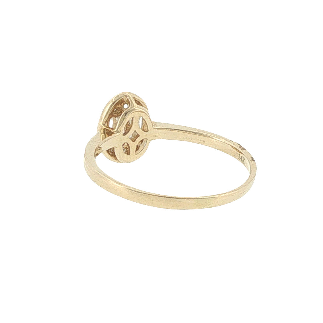 14K Yellow Oval Cluster Diamond Ring