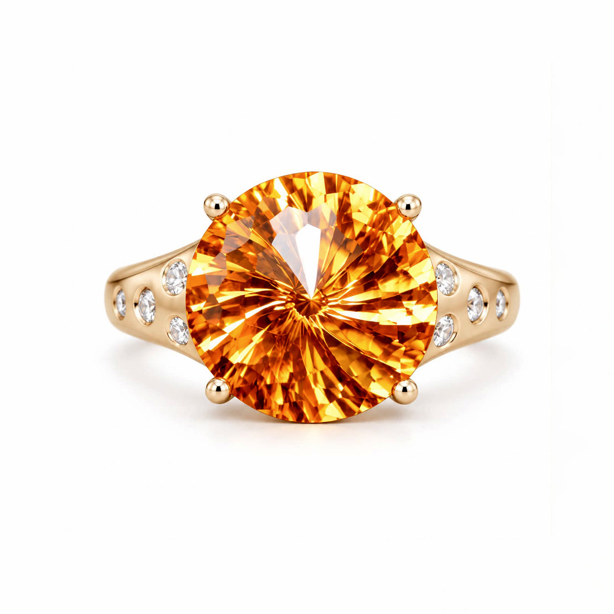 14K Citrine & Diamond Cocktail Ring