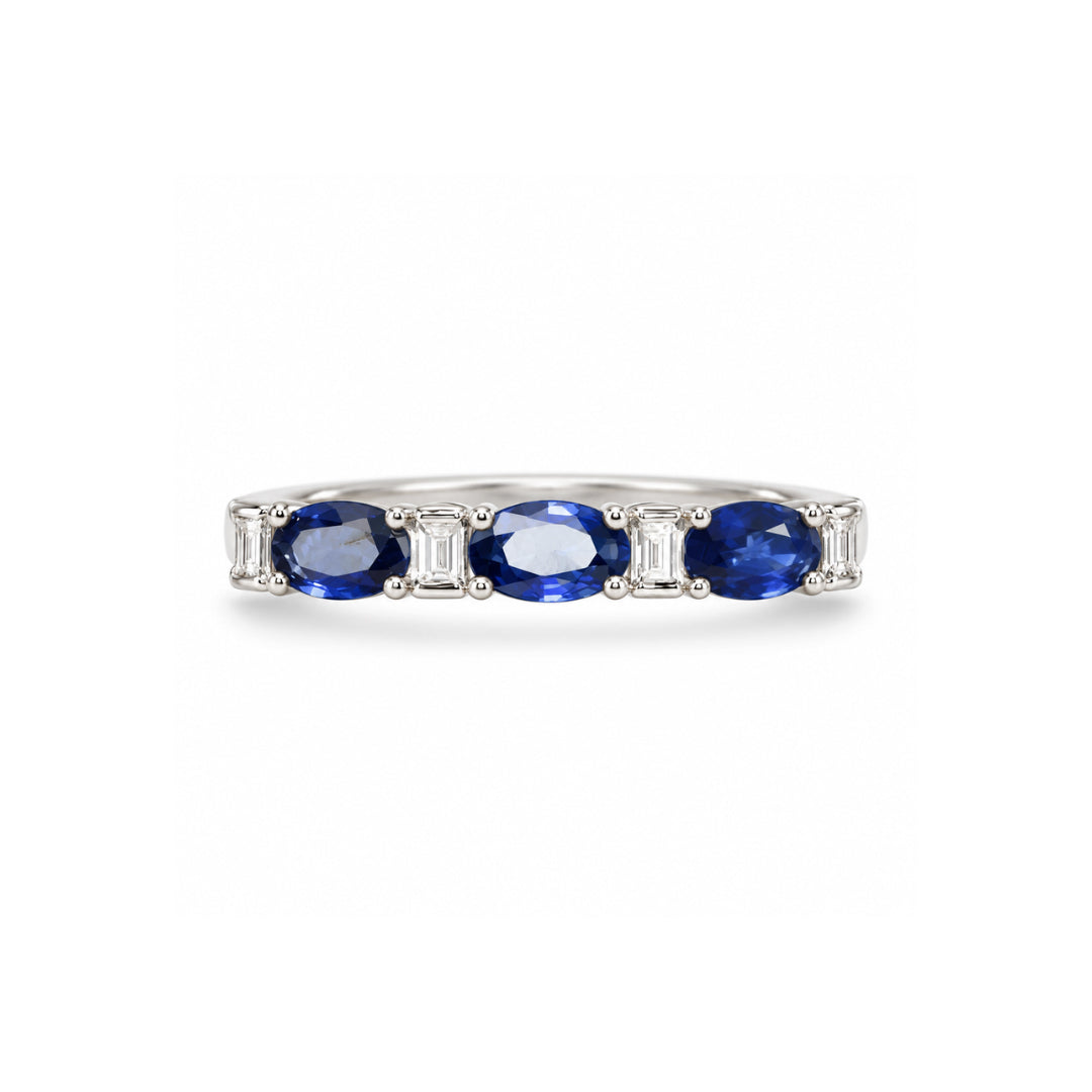 14K Ceylon Sapphire & Diamond Band