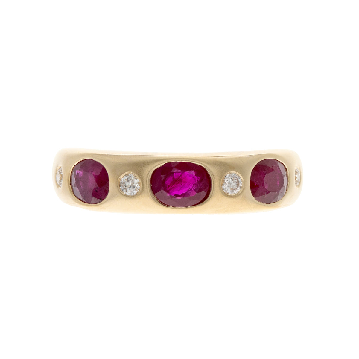 14K Flush Set Ruby & Diamond Band