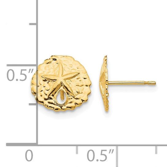 14K Yellow Gold Sand Dollar Post Earrings