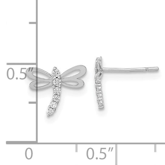 14K Petite CZ Dragonfly Earrings
