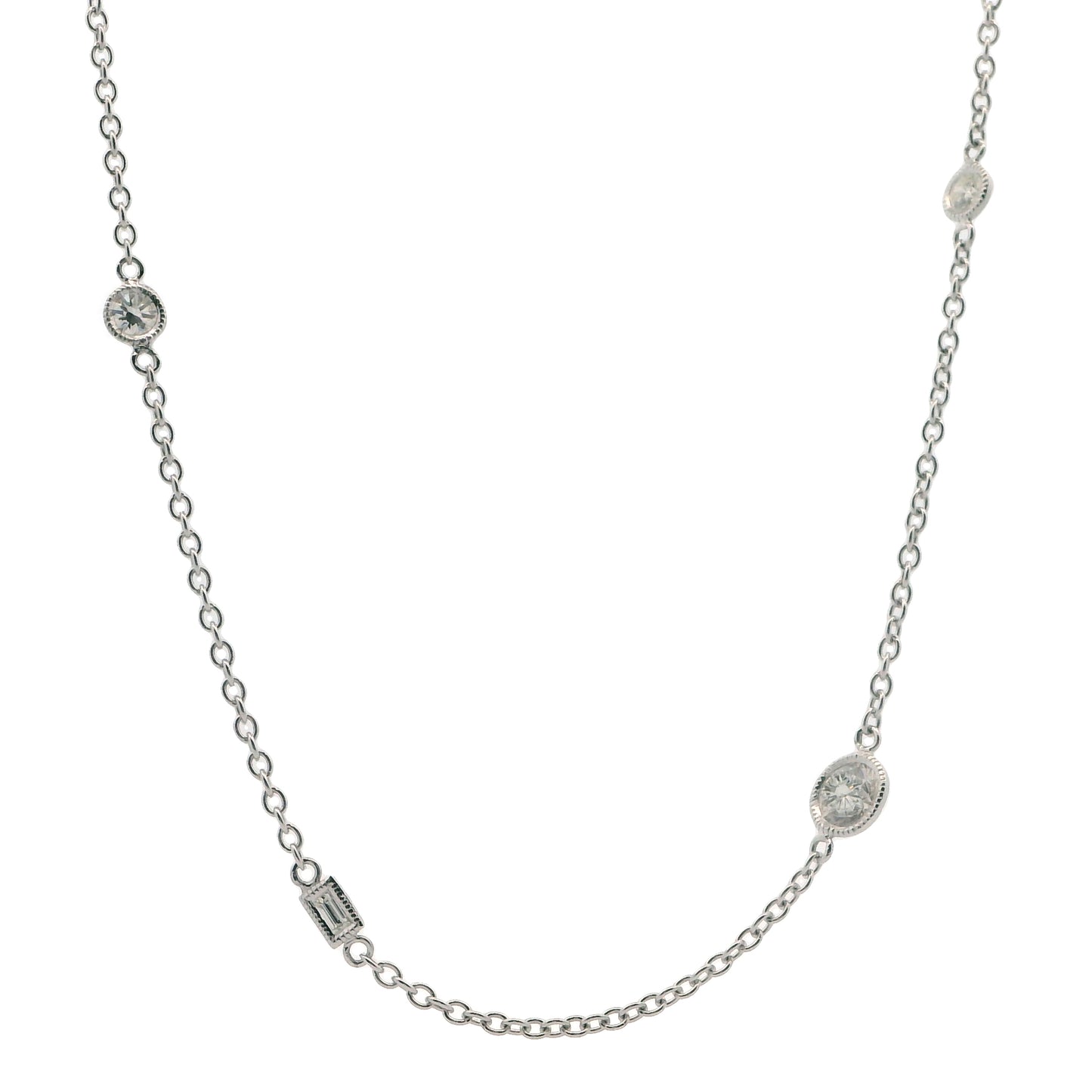 14K White Gold 0.81CT Diamond Shapes Necklace