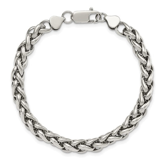 Stainless Steel Polished Men's Spiga Chain Bracelet