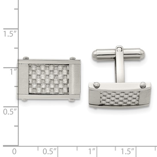 Stainless Steel Grey Carbon Fiber Inlay Cufflinks