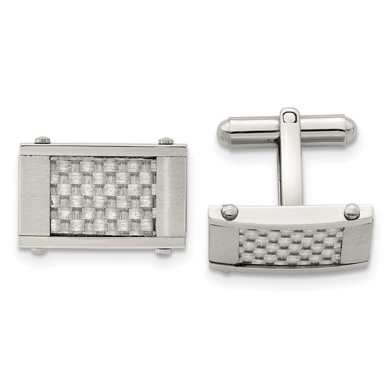 Stainless Steel Grey Carbon Fiber Inlay Cufflinks