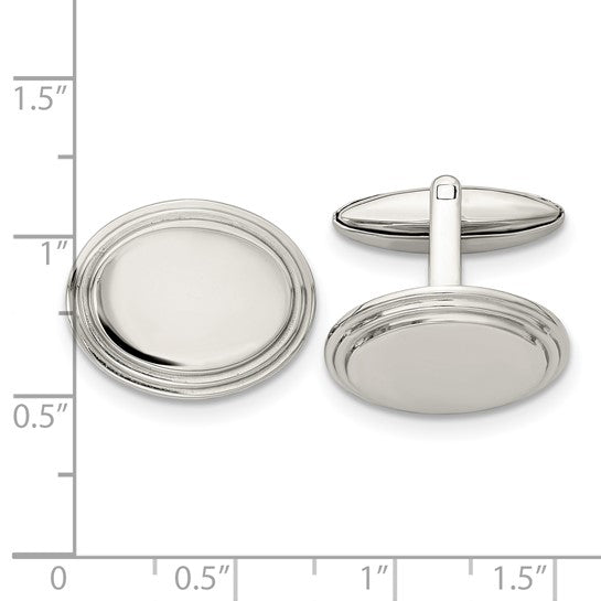 Stainless Steel Polished Oval Cufflinks