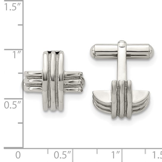 Stainless Steel Polished Fancy X Cufflinks