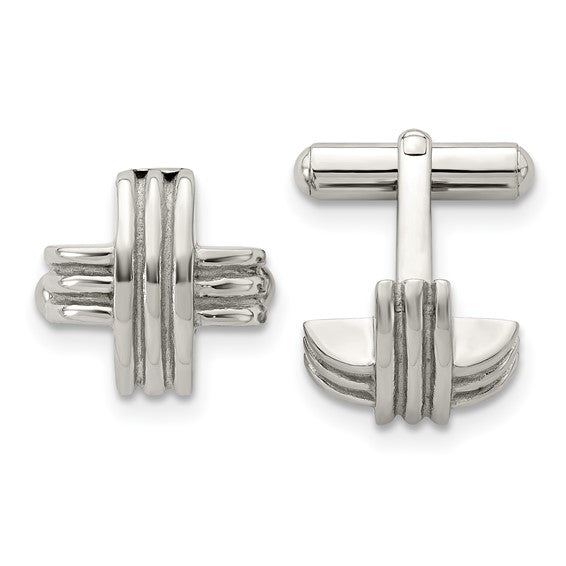 Stainless Steel Polished Fancy X Cufflinks