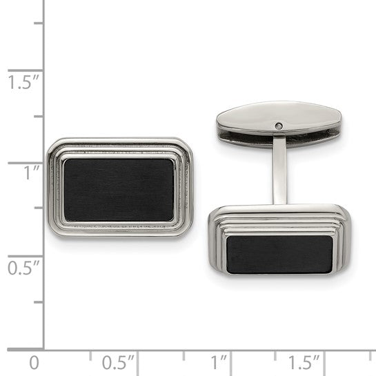 Stainless Steel Polished Black Cufflinks