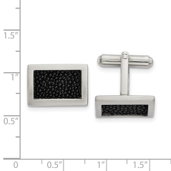 Stainless Steel Brushed Stingray Inlay Cufflinks