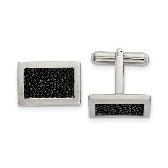 Stainless Steel Brushed Stingray Inlay Cufflinks