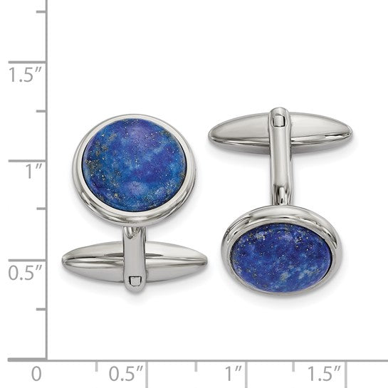 Stainless Steel Polished Blue Lapis Cufflinks