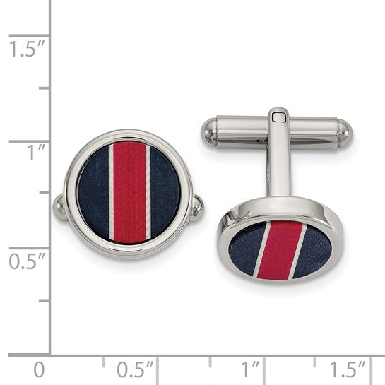 Stainless Steel Black, Red & White Cufflinks