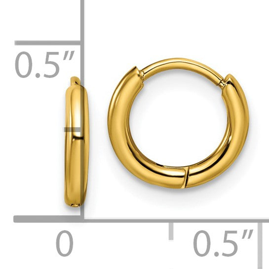 Stainless Steel Polished IP-plated 14mm Hinged Hoop Earrings