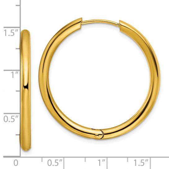 Stainless Steel IP-Plated Hinged Hoop Earrings