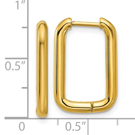 Stainless Steel Polished IP-plated Square Hinged Hoop Earrings