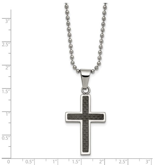 Stainless Steel Black Carbon Fiber Cross