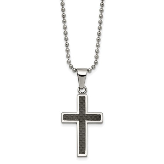 Stainless Steel Black Carbon Fiber Cross