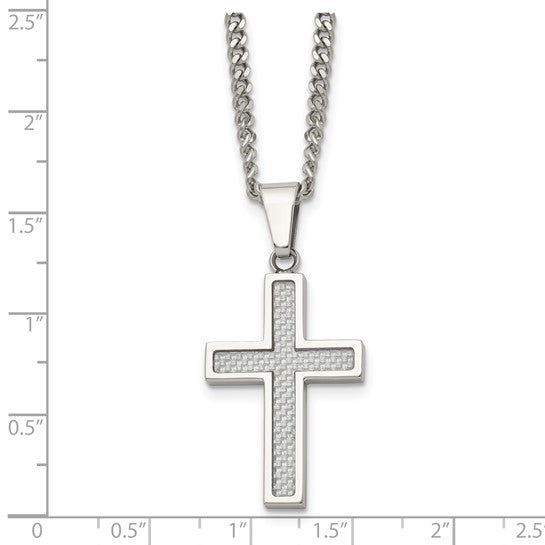 Stainless Steel Grey Carbon Fiber Cross