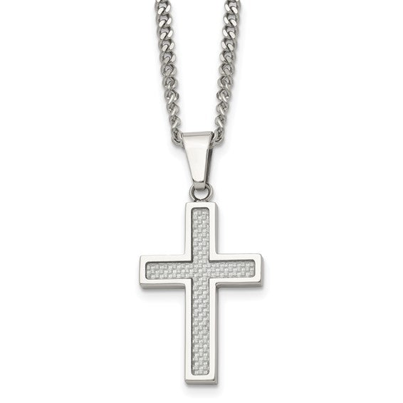 Stainless Steel Grey Carbon Fiber Cross