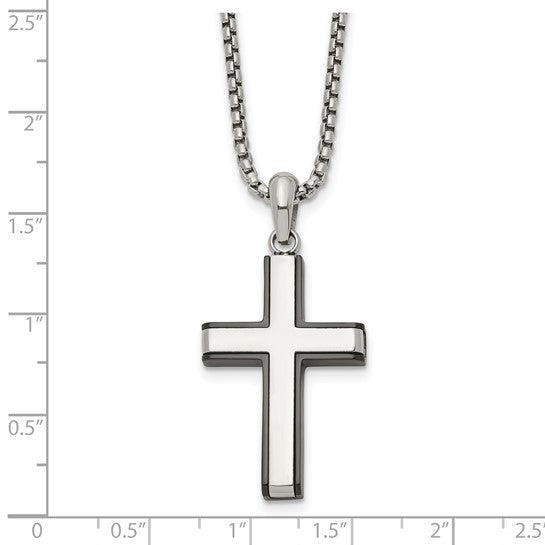 Stainless Steel Black Ip-plated Cross
