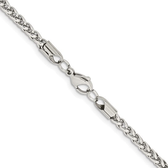Stainless Steel 4mm Wheat Chain 20"
