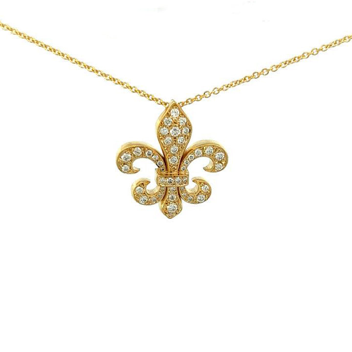 14K Diamond Fleur de Lis Pendant