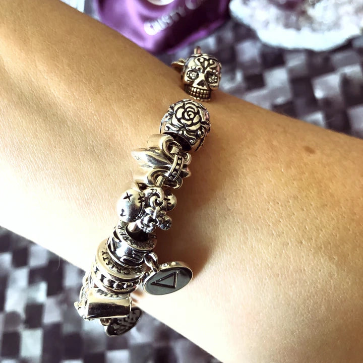 Cristy Cali Black Spinel Sugar Skull Bangle