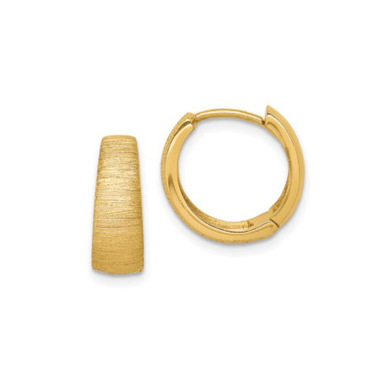 14K Gold 14mm Textured Hoop Earrings