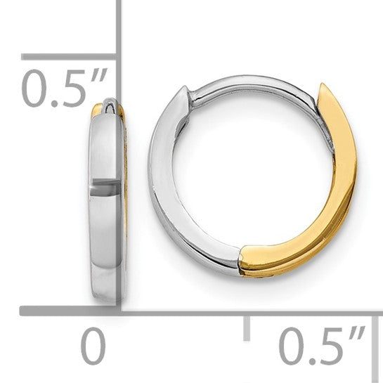 14k Gold Two-Tone Reversable Round Small Hoop Earrings
