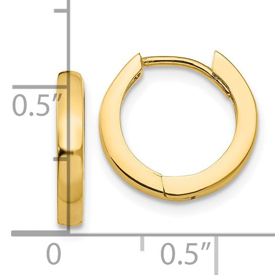 14k Yellow Gold 15mm Hinged Hoop Earrings