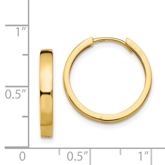 14k Yellow Gold 18mm Hinged Hoop Earrings