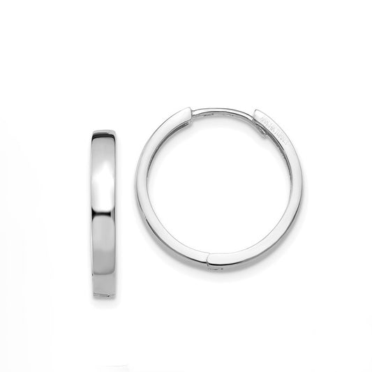 14k White Gold 18mm Hinged Hoop Earrings