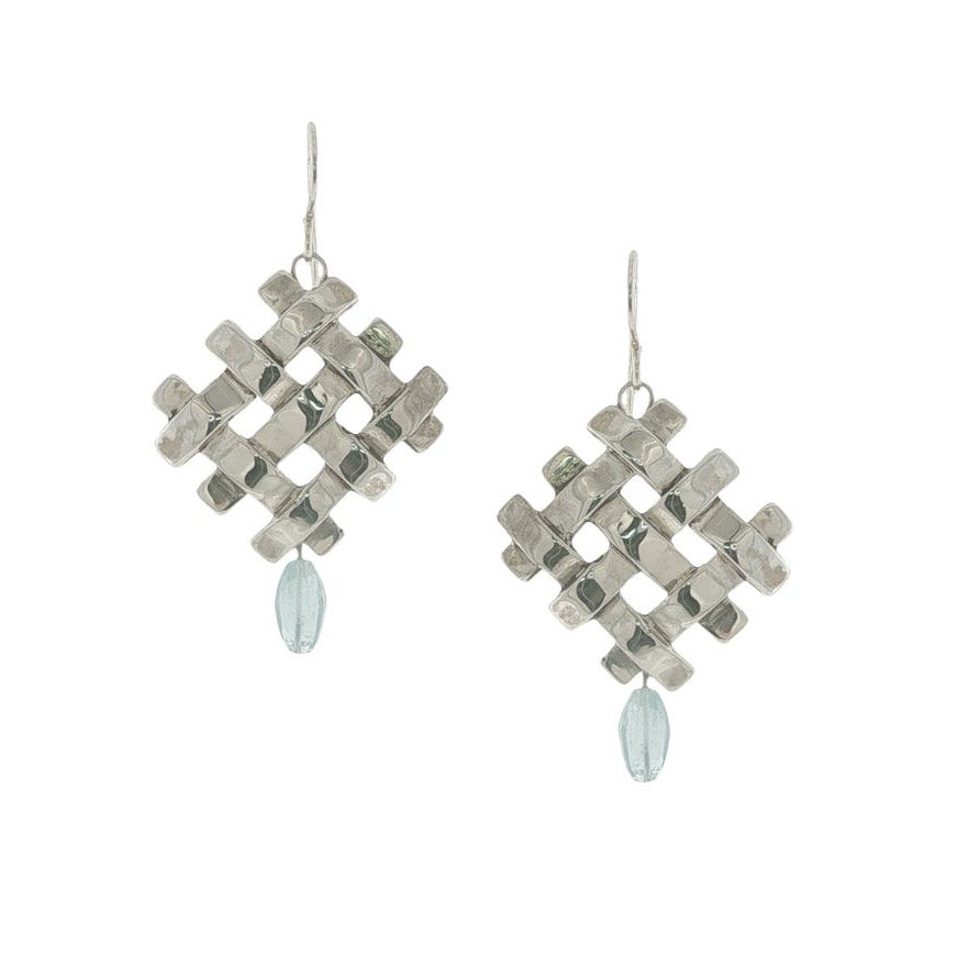 Vitrice McMurry Sterling Silver "Criss-Cross" Aquamarine Earrings