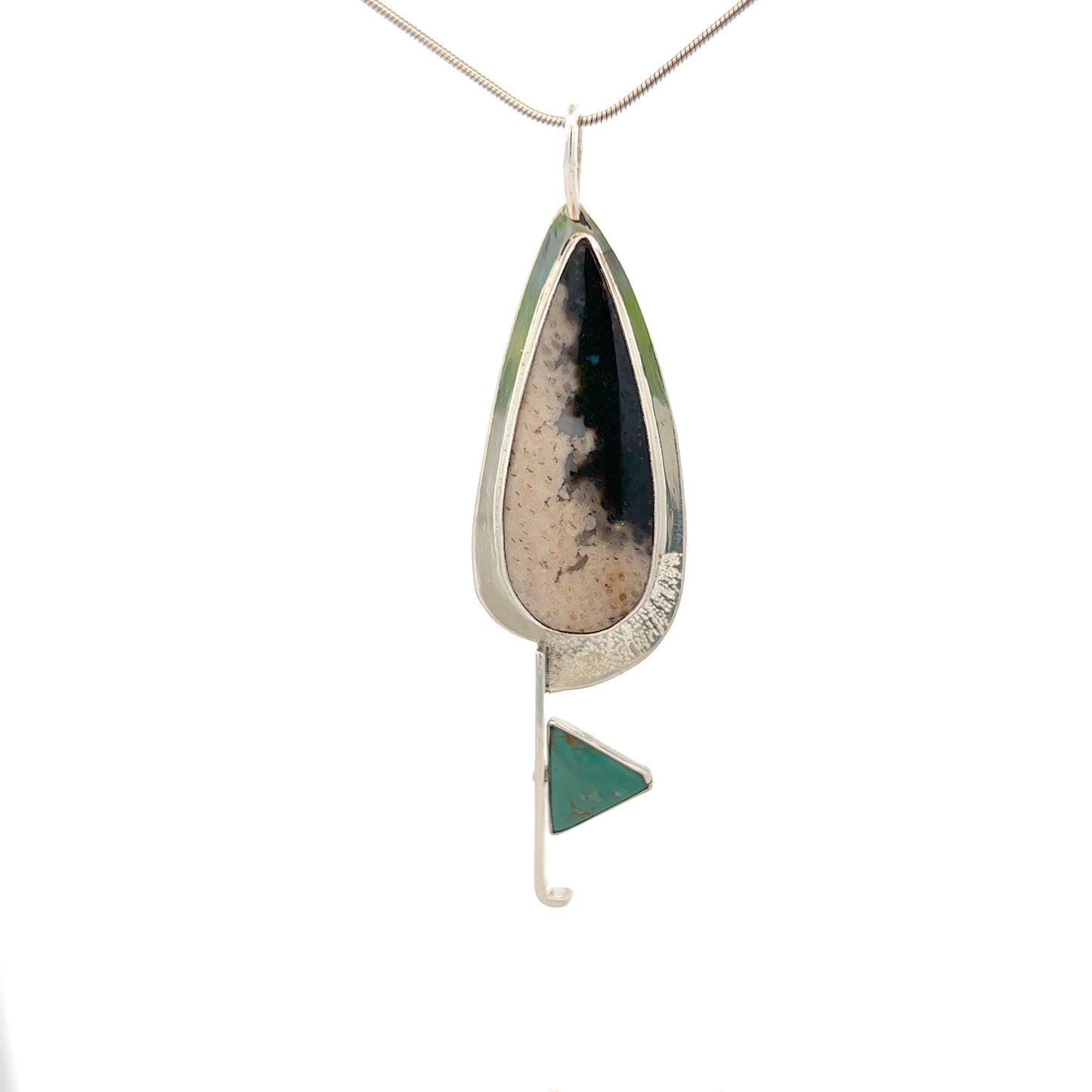 Vitrice McMurry Jewelry Sterling Silver Palmwood & Turquoise Pendant