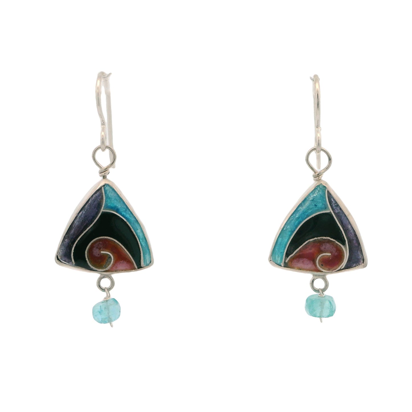 Vitrice McMurry Sterling Cloisonne Earrings with Apatite