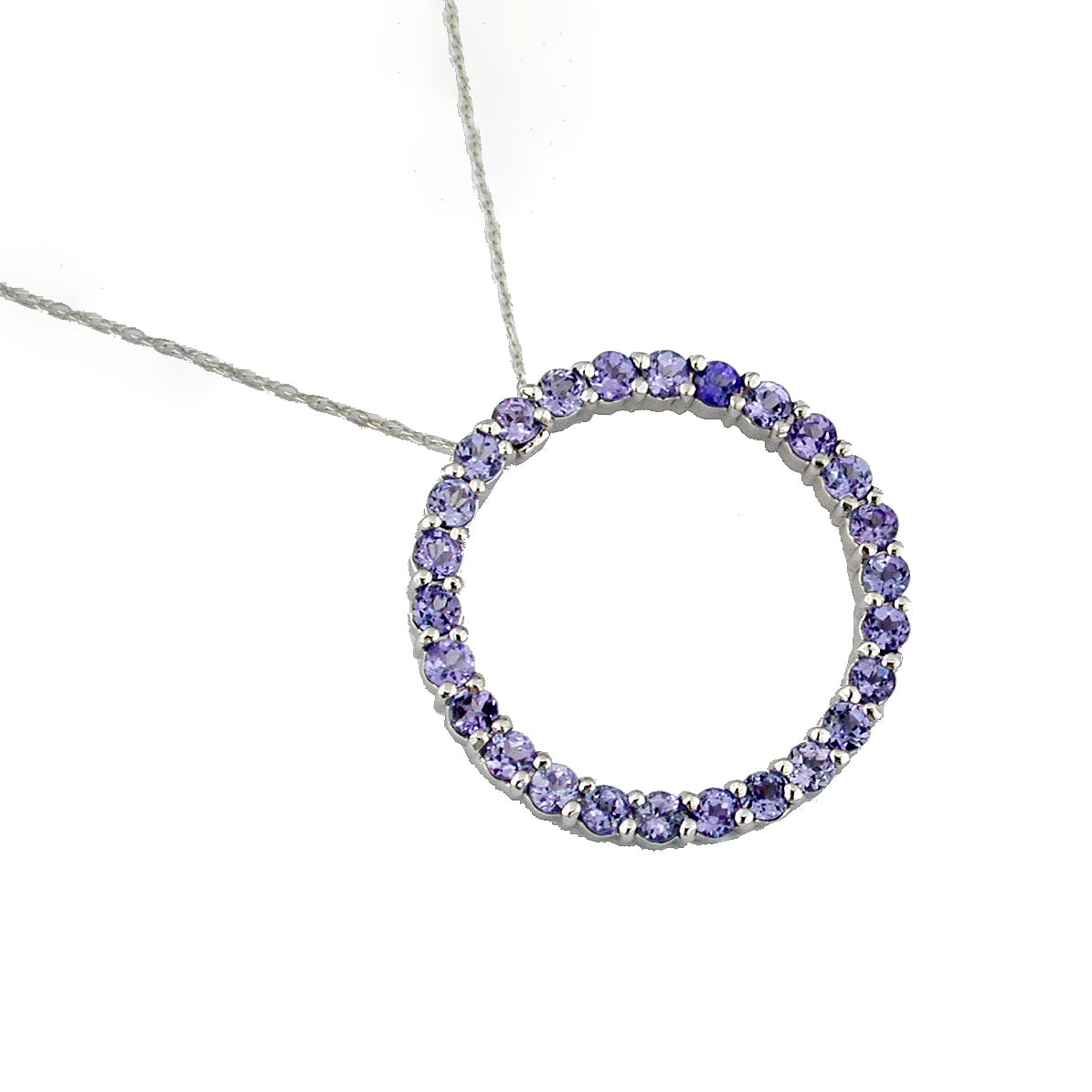 14K White Gold Tanzanite Circle Pendant