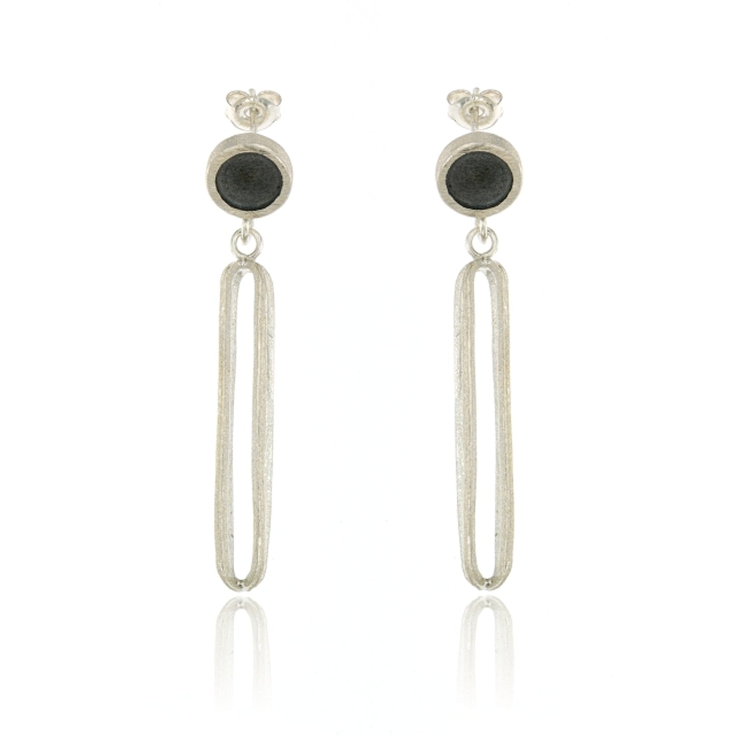 Mysterium Collection Oxidized Sterling Oval & Dot Earrings